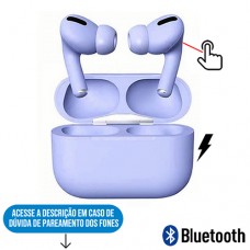 Fone de Ouvido Intra Auricular sem Fio Bluetooth Esportivo Touch com Base Carregadora Tom Pastel Airpods Pro - Azul
